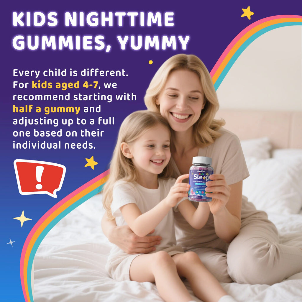 Kids Sleep Gummies, NO Melatonin Sleep Aid Gummies w/ Magnesium Glycinate, Magnesium Malate, L-Theanine, Lavender, B6, Zinc, D3K2 for Restful Sleep, Relax Brain & Muscle, Immune Support, Non-GMO 2Pack