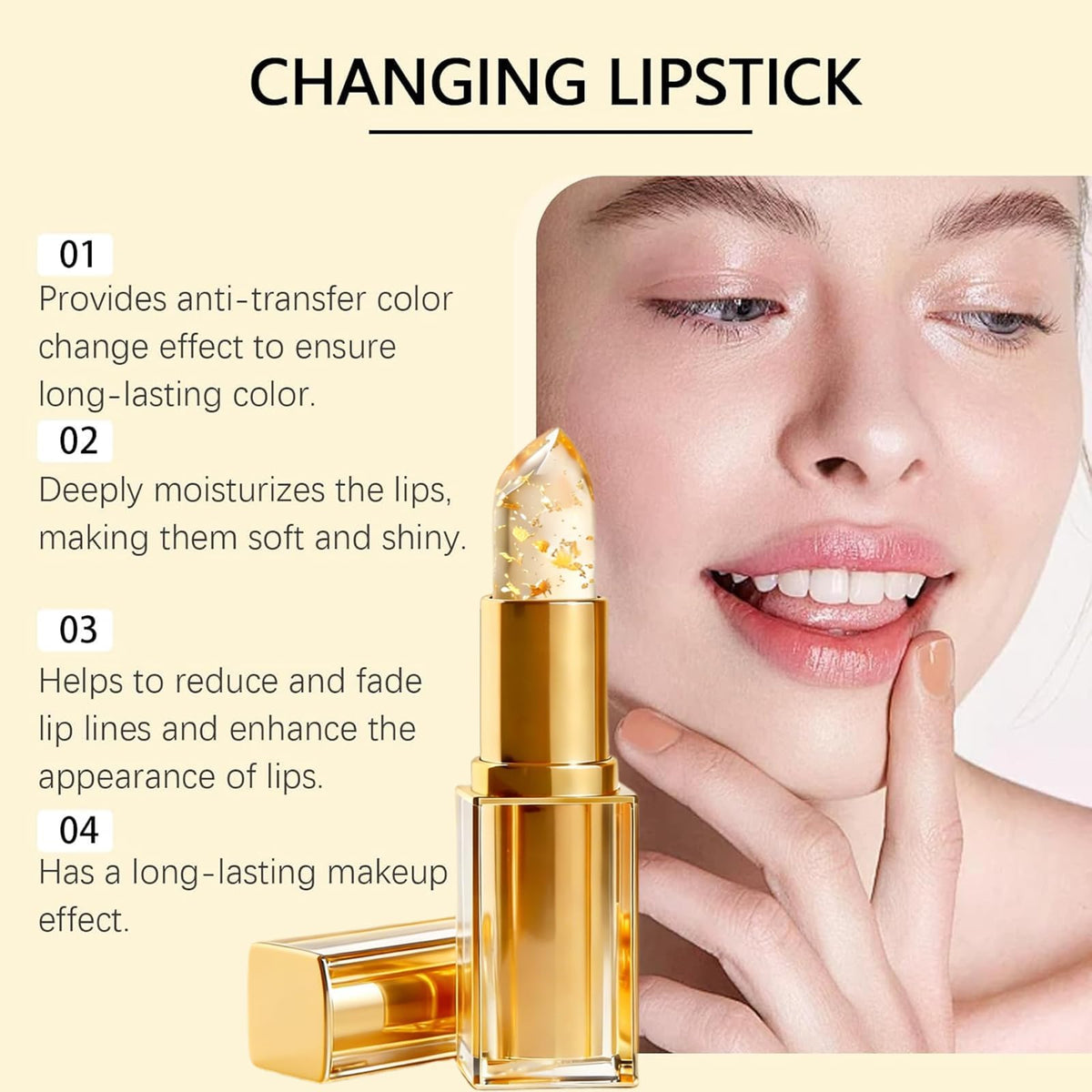 Kivora Lipstick for Mature Lips, Skin-Adaptive Clear Signature Lipstick That Changes Color, Transferproof Long-Lasting Hydration Tinted Lip Balm, pH Lipsticks for Old Women (1 Pcs)