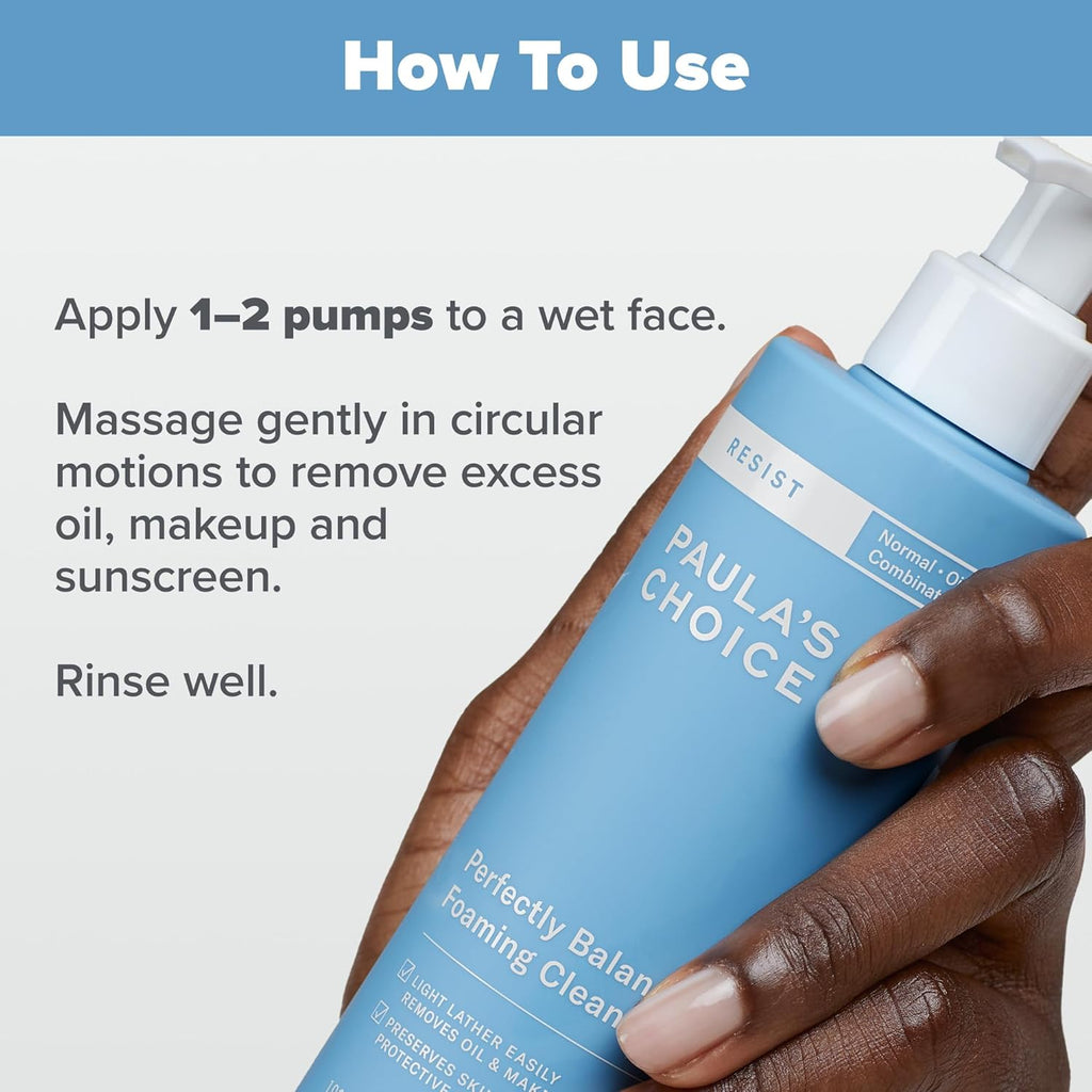 Buy now Paula's Choice RESIST Perfectly Balanced Foaming Facial Cleanser, Face Cleanser with Hyaluronic Acid & Aloe, Anti-Aging Face Wash, Large Pores & Oily Skin, Fragrance-Free, 6.4 Fl Oz at indiglob india