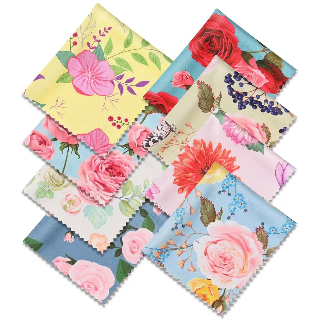 8 Pack Microfiber Cleaning Cloths (7" x 6") Multicolor Flower Glasses Cleaning Cloth for Eyeglasses, Camera Lens, Cell Phones, Laptops, LCD TV Screens and More