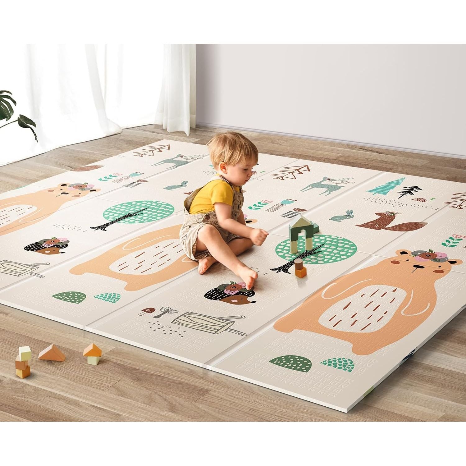 Buy now UANLAUO Foldable Baby Play Mat, Extra Large Waterproof Activity Playmats for Babies,Toddlers, Infants, Play & Tummy Time, Foam Baby Mat for Floor with Travel Bag (Cloud(71x59x0.4inch)) 79x71x0.4 Inch Bear+Forest at indiglob india