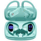 Buy now bmani Ear Buds Wireless Earbuds Bluetooth Headphones with 80H Playtime LED Display Case, Over-Ear Hook with Mic, Stereo Sound, Easy Button Controls, Sports Earphones for Running Workout Gym Black Standard Mint Green at indiglob india