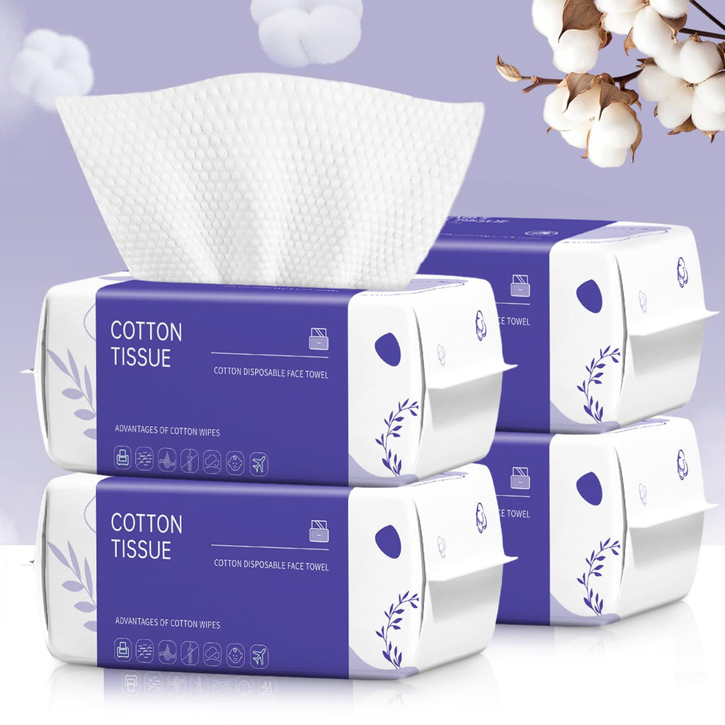 Disposable Face Towel 600 Count, Face Clean Towels, Soft Cotton Dry Wipes Facial Cloths Towelettes for Washing and Drying, Facial Tissue for Cleansing, Skincare and Makeup Remover