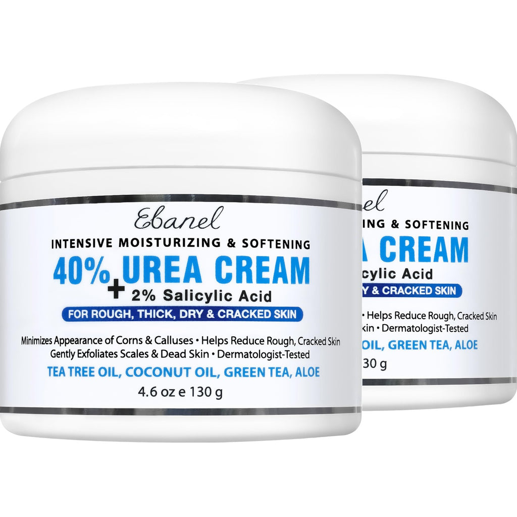 Ebanel Urea Cream 40% plus Salicylic Acid 2% for Dry Cracked Feet Skin | Deeply Moisturizes & Softens Dry Cracked Heels, Feet, Knees, Elbows, Hands, Rough Dead Skin Callus Remover Toenail Softener