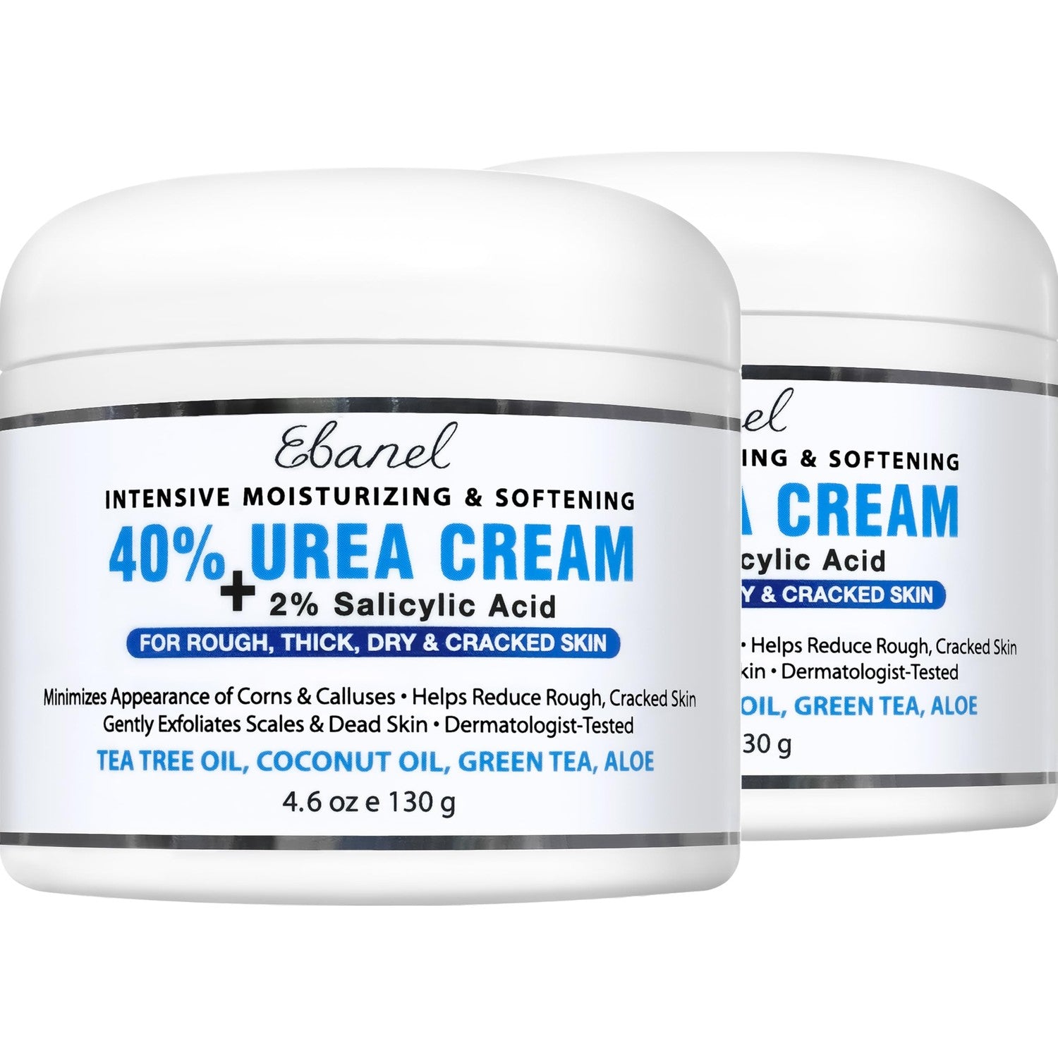 Ebanel Urea Cream 40% plus Salicylic Acid 2% for Dry Cracked Feet Skin | Deeply Moisturizes & Softens Dry Cracked Heels, Feet, Knees, Elbows, Hands, Rough Dead Skin Callus Remover Toenail Softener