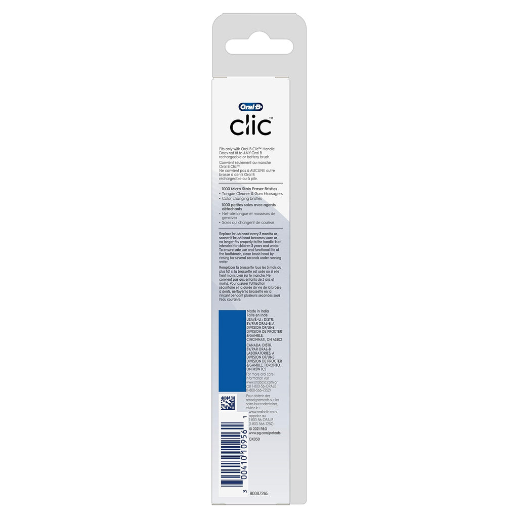 Buy now Oral-B Clic Toothbrush Whitening Replacement Brush Heads, Black, 2 Count at indiglob india