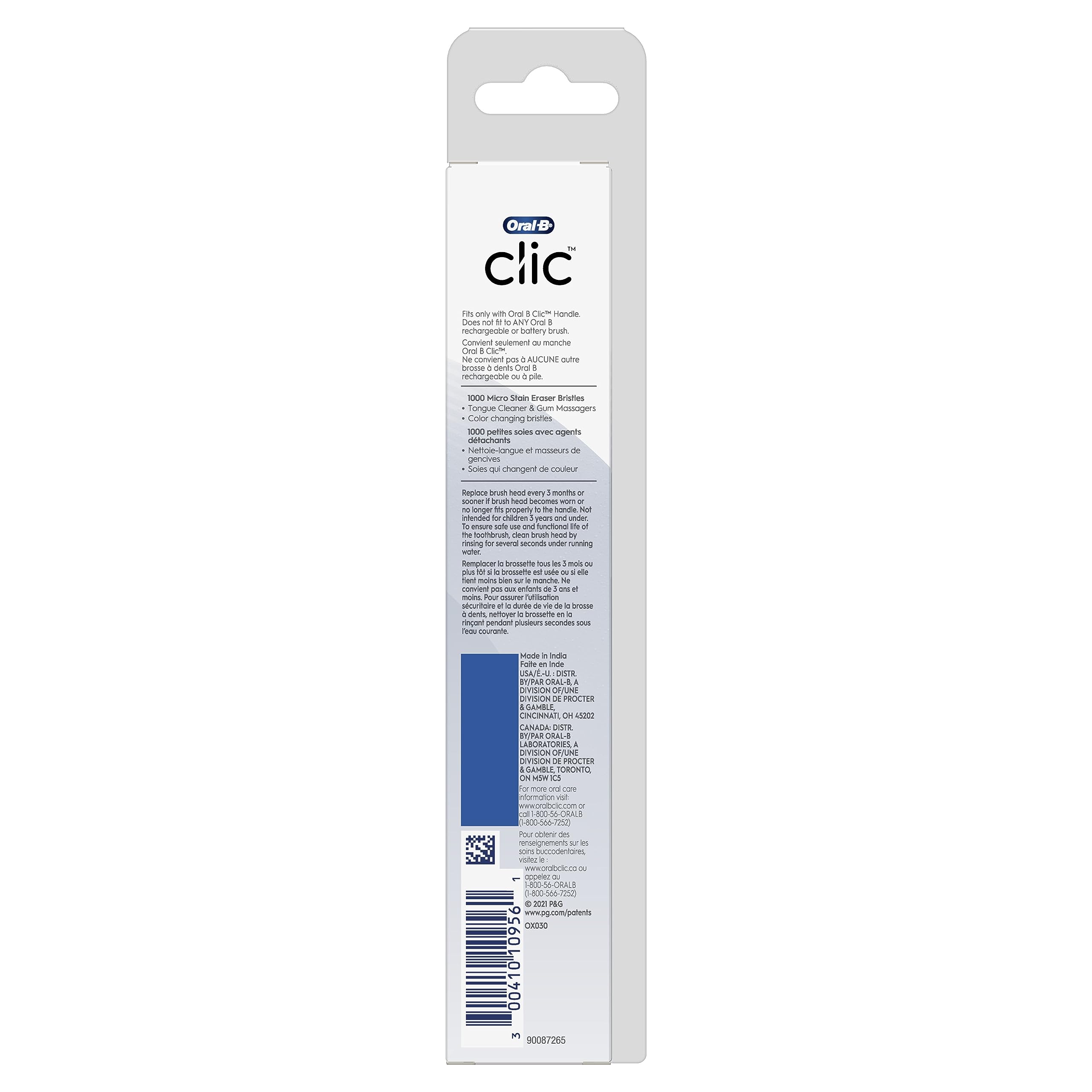 Buy now Oral-B Clic Toothbrush Whitening Replacement Brush Heads, Black, 2 Count at indiglob india