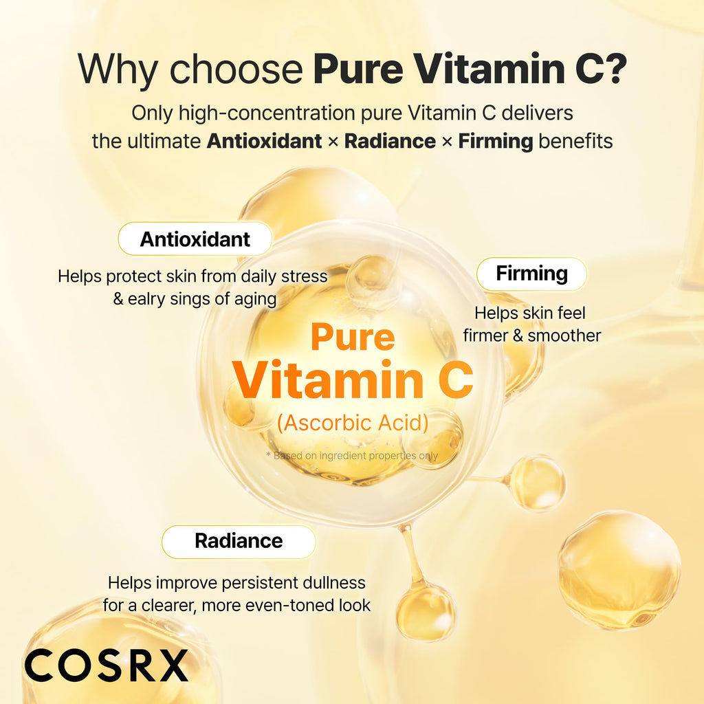 COSRX 23% Pure Vitamin C Serum for Face with Vitamin E, Glutathione, 0.7oz | Korean Vitamin C Serum, Anti-aging Serum for Fine Lines, Uneven Skin Tone & Dull Skin, Korean Skin Care