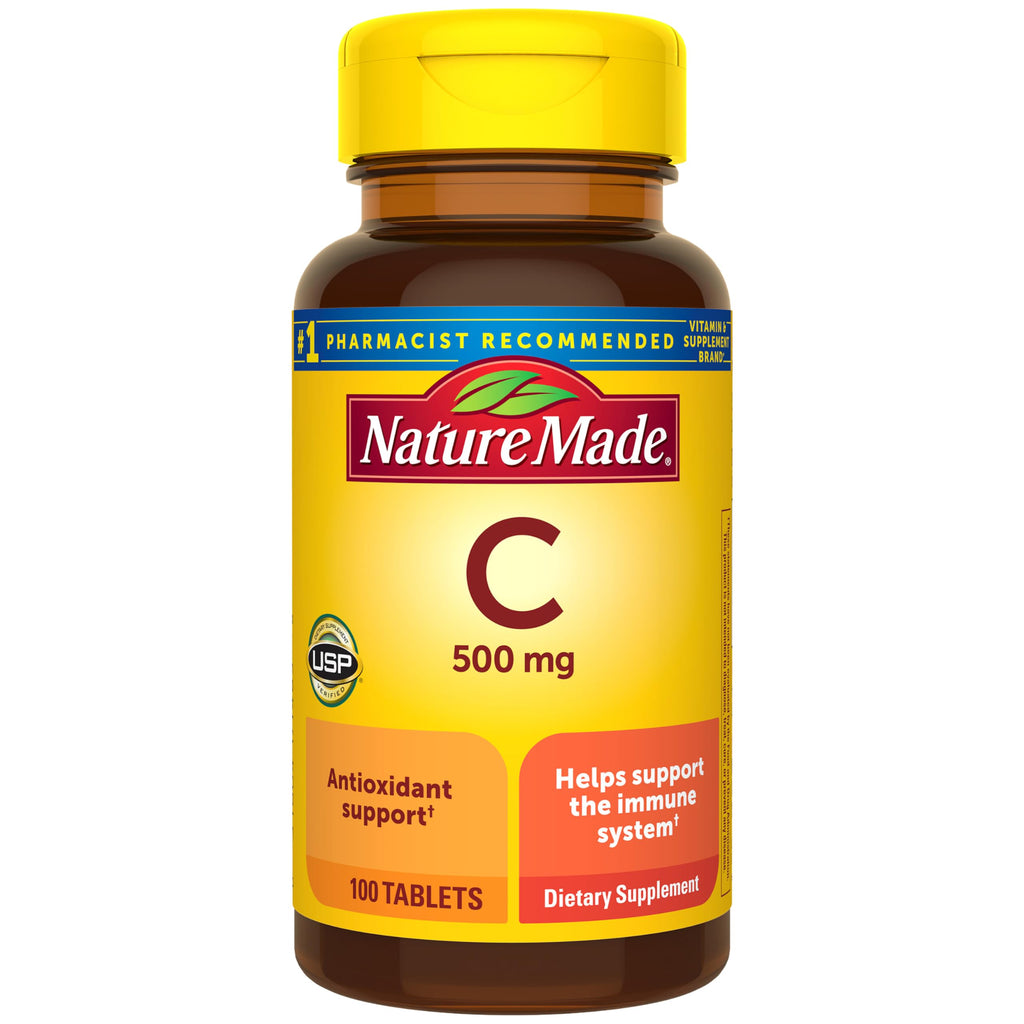 Nature Made Vitamin C 500 mg Tablets for Daily Immune Support, 100 Count | Adult Vitamin C Tablets for Immune Support and Antioxidant Support, 100 Day Supply