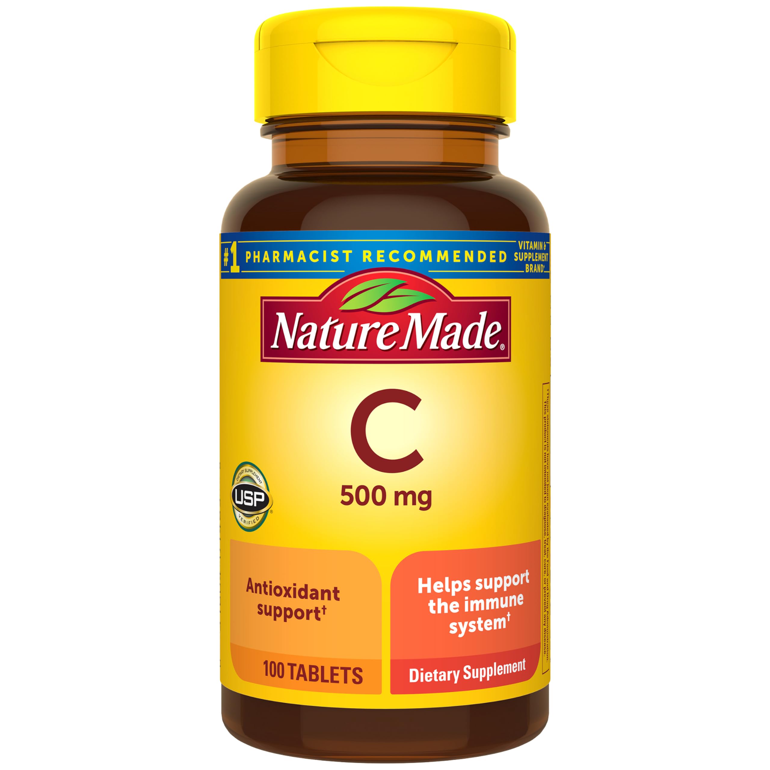 Nature Made Vitamin C 500 mg Tablets for Daily Immune Support, 100 Count | Adult Vitamin C Tablets for Immune Support and Antioxidant Support, 100 Day Supply