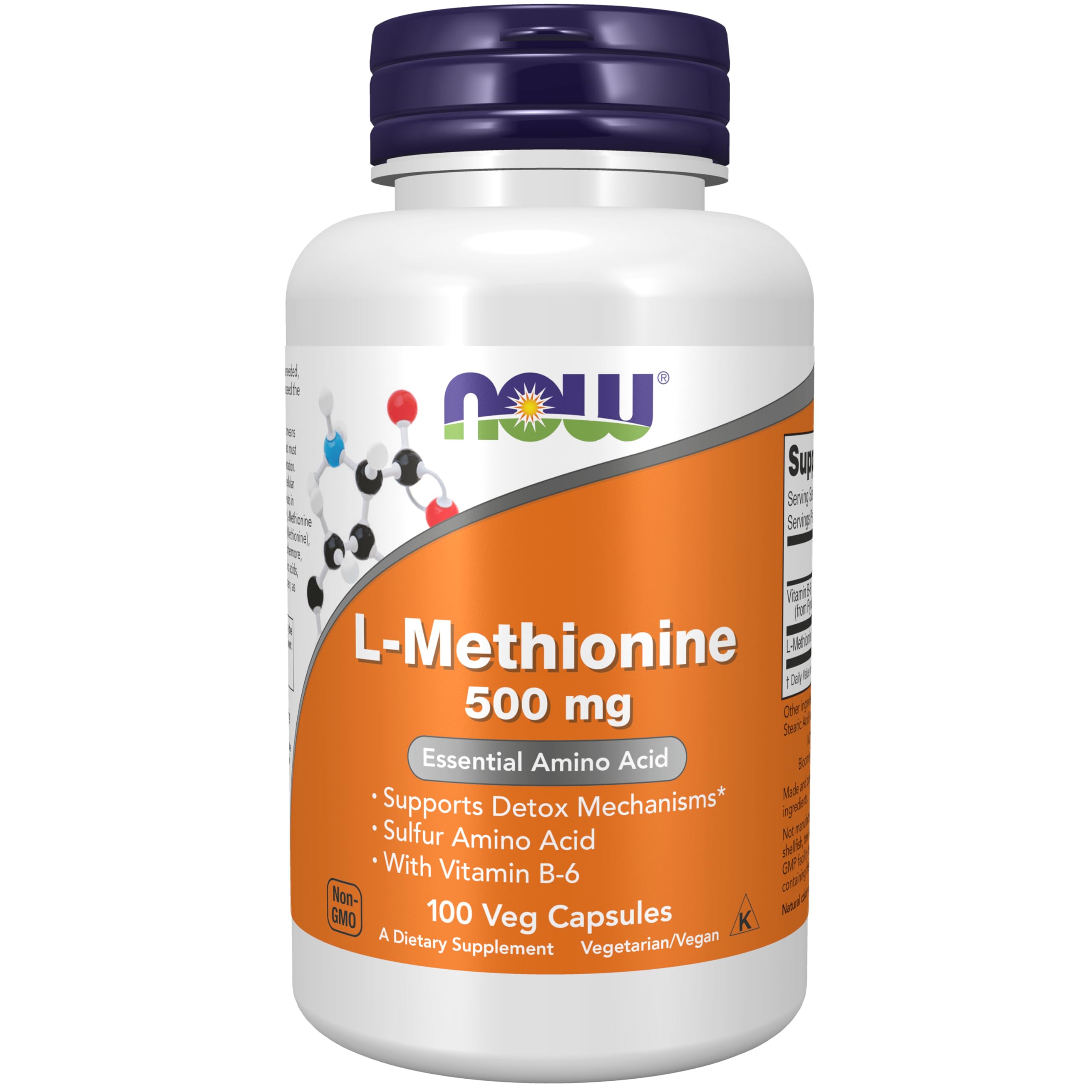 Buy now NOW Foods Supplements, L-Methionine 500 mg with Vitamin B-6, Supports Detoxification*, Amino Acid, 100 Capsules at indiglob india