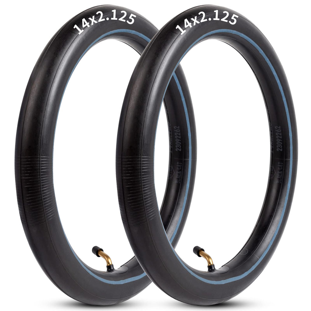 Heavy-Duty 14 x 2.125 Inner Tube 14 Inch Electric Bike Tubes with Angled Valve Stem for Replacement Electric Scooters and E-Bike Tire Tube 2 Packs