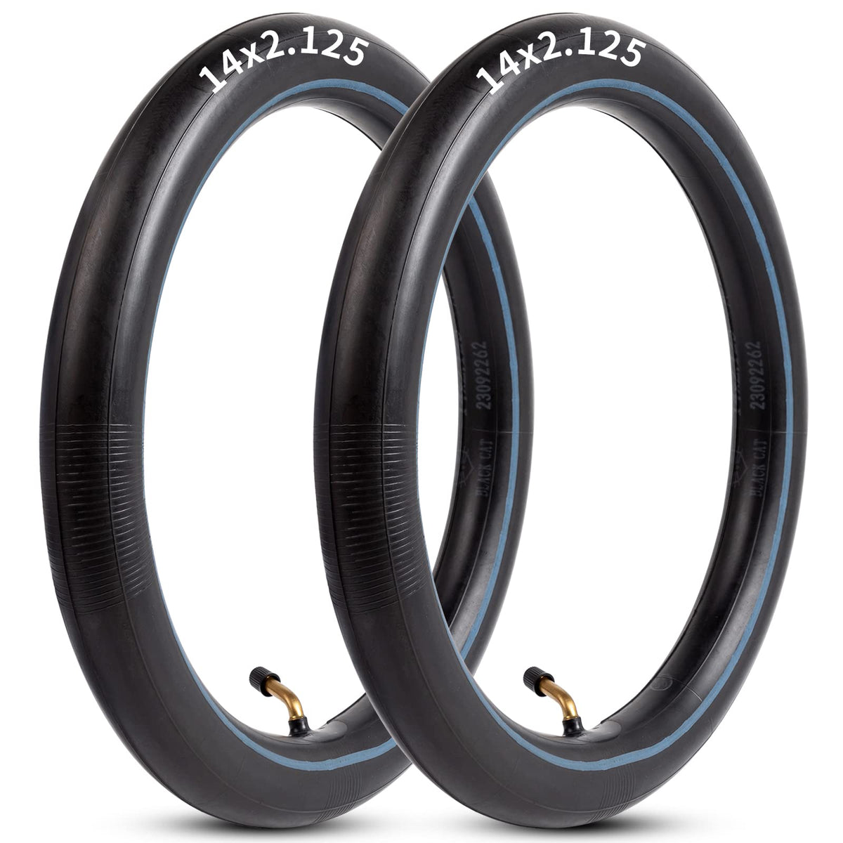 Heavy-Duty 14 x 2.125 Inner Tube 14 Inch Electric Bike Tubes with Angled Valve Stem for Replacement Electric Scooters and E-Bike Tire Tube 2 Packs