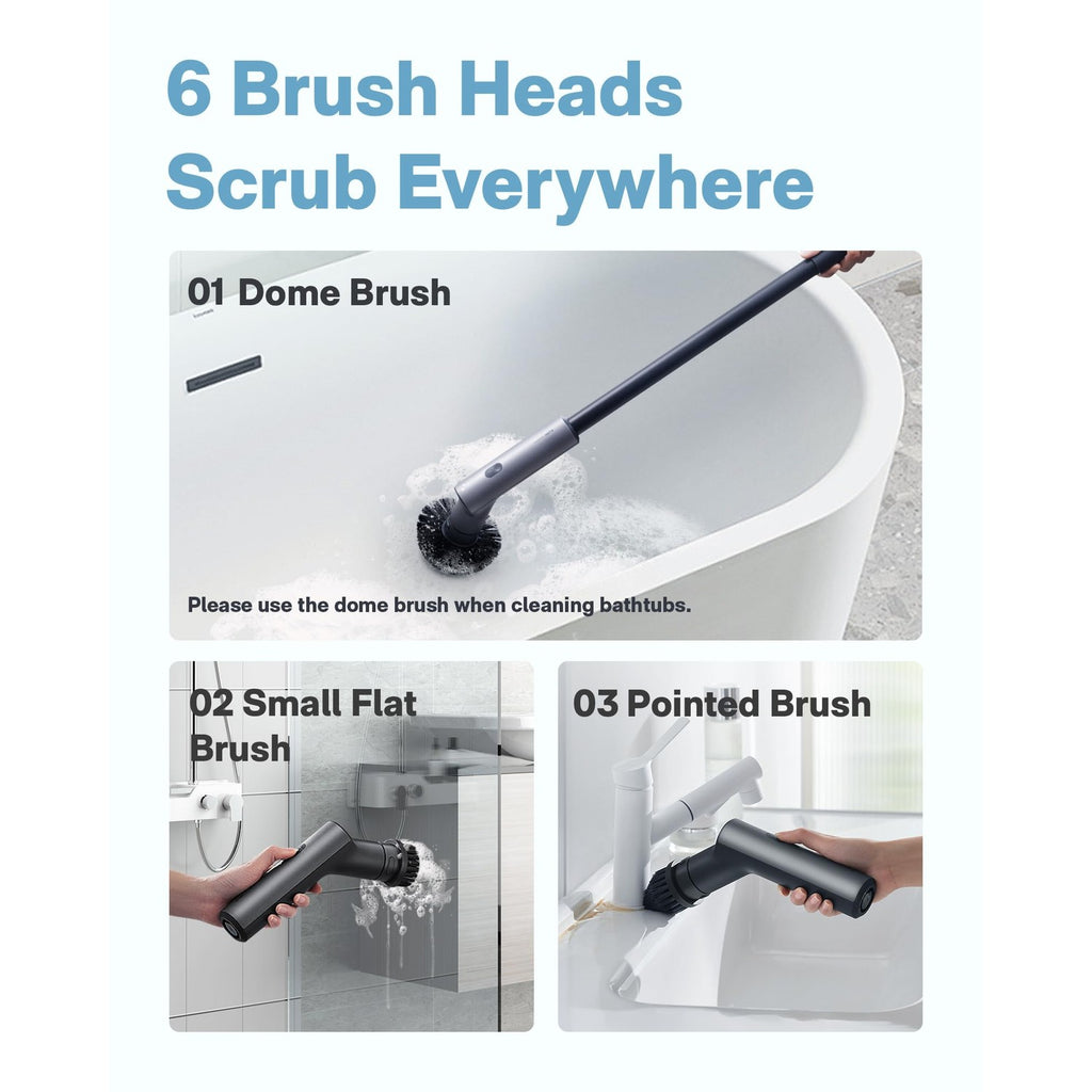 HOTO Cordless Electric Spin Scrubber, 6 Brush Heads, for Bathroom, Tile