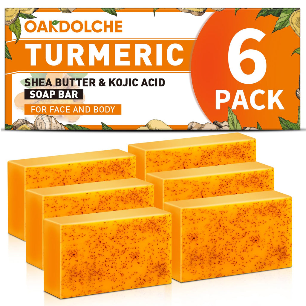 5 Pcs 80g Turmeric Kojic Acid Soap Bars with 2 Foaming Mesh Nets | Infused with Retinol, Collagen, Vitamin E & Shea Butter, SLS-Free, Gentle for Face, Body & Underarms, Fits Oily & Dry Skin
