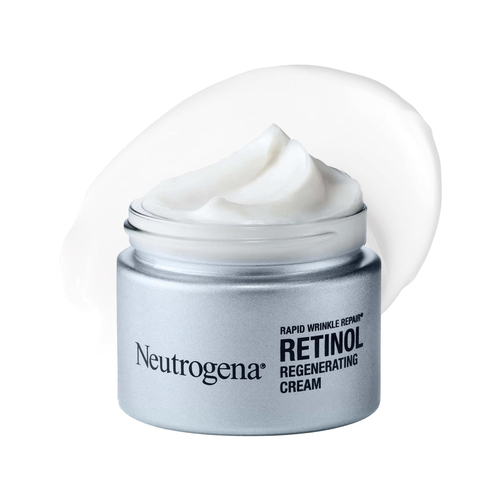 Neutrogena Rapid Wrinkle Repair Retinol Regenerating Face Cream & Hyaluronic Acid Anti Wrinkle Face Moisturizer, Neck Cream, with Hyaluronic Acid & Retinol, 1.7 oz (Pack of 3)