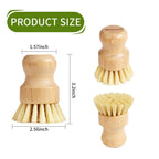 4 Pack Bamboo Dish Brush with Sisal Bristles for Kitchen Cleaning