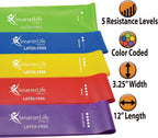 SmarterLife Resistance Bands Set of 5 Extra Wide Latex-Free Exercise Bands