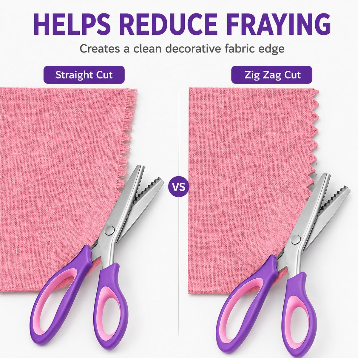 Pinking Shears for Fabric, 5mm Zig Zag Scissors for Sewing and Crafts