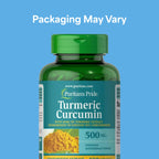 Puritan's Pride Turmeric Curcumin 500mg, 180 Rapid Release Capsules | Standarized to 95% Cucuminoids, Herbal Dietary Supplement for Antioxidant Health