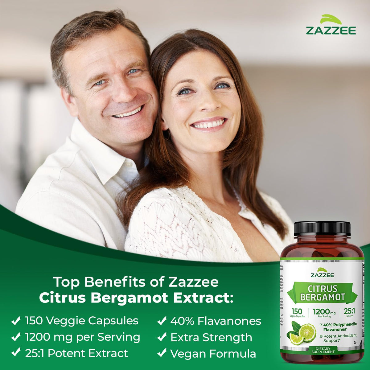 Zazzee Citrus Bergamot 25:1 Extract, 1200 mg Per Serving, 150 Capsules