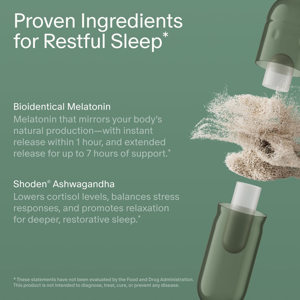 Seed PM-02 Sleep + Restore - for Adults - 30-Day Supply with Jar | Non-Habit Forming - Gentle Melatonin & Ashwagandha - Nightly Sleep Support - Vegan Capsules