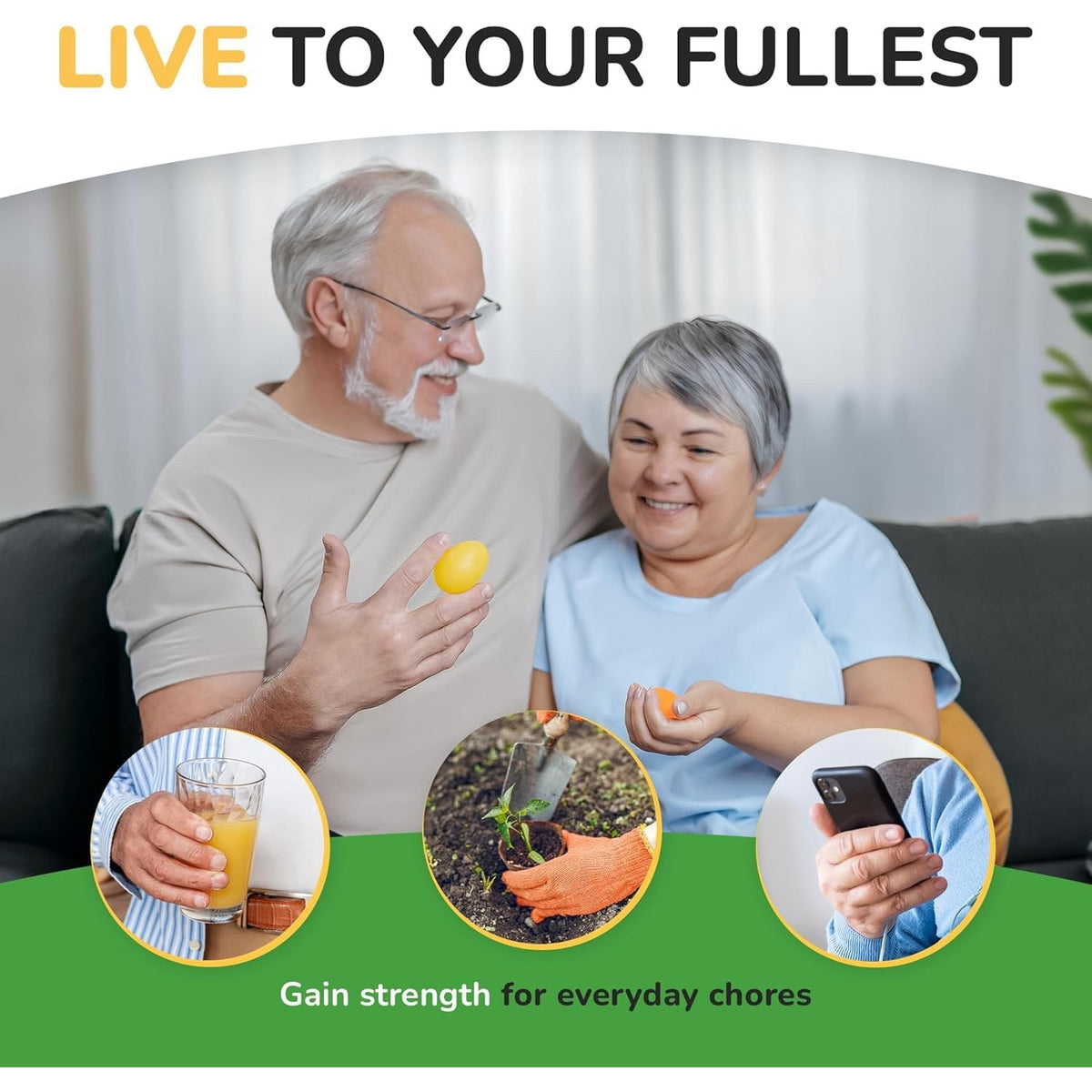 Healthy Seniors Hand Therapy Squeeze Balls for Arthritis & Carpal Tunnel