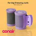 Conair Ceramic Hot Rollers, 1 3/4" & 1 1/2" Rollers, Lavender, 12 Count | Heated hair rollers in 2 jumbo sizes heat in 85 seconds to create long-lasting volume on shoulder-length hair and beyond