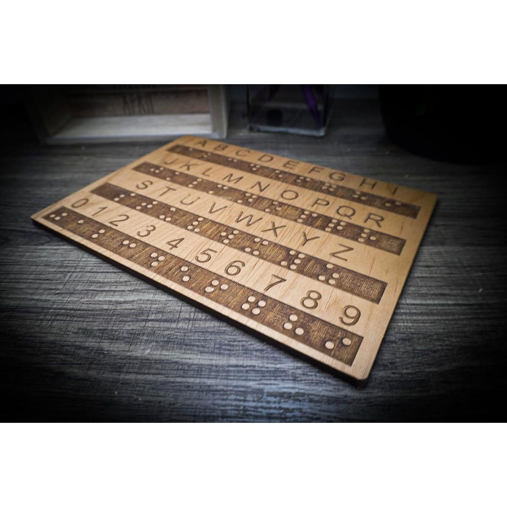 Buy now Creative Escape Rooms Made in USA - Raised Dots Braille Alphabet and Number Wood Board - Learn Braille - Tactile Montessori - Teaching Aid at indiglob india