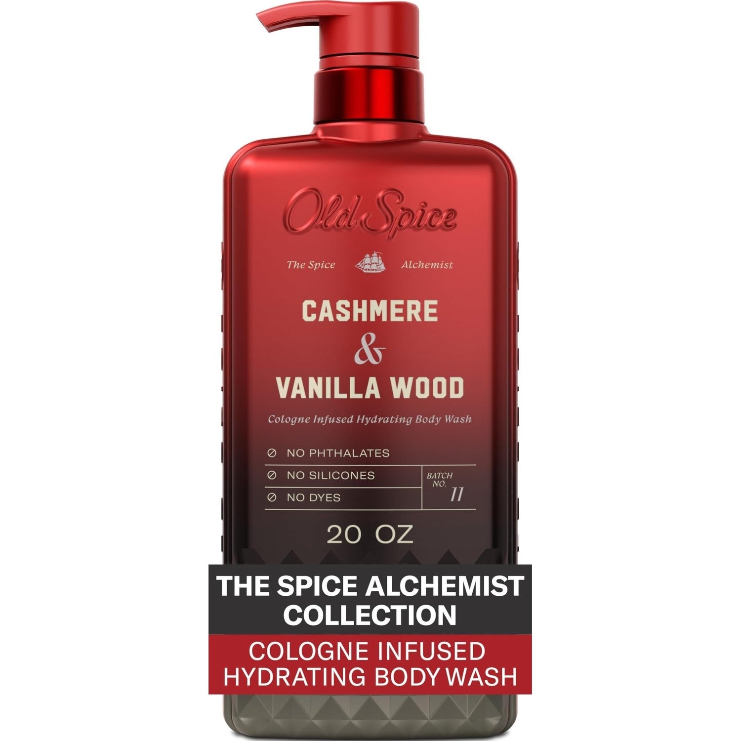 Old Spice Body Wash for Men, The Spice Alchemist Collection, 24/7 Cologne Infused Hydration, No Trade Off Formula, Free of Phthalates Silicones & Dyes, Cashmere + Vanilla Wood Scent, 20 oz