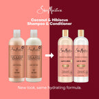 SheaMoisture Coconut & Hibiscus Curl & Shine Shampoo & Conditioner for Bouncy Curls, Frizz Control, 16 Oz Ea