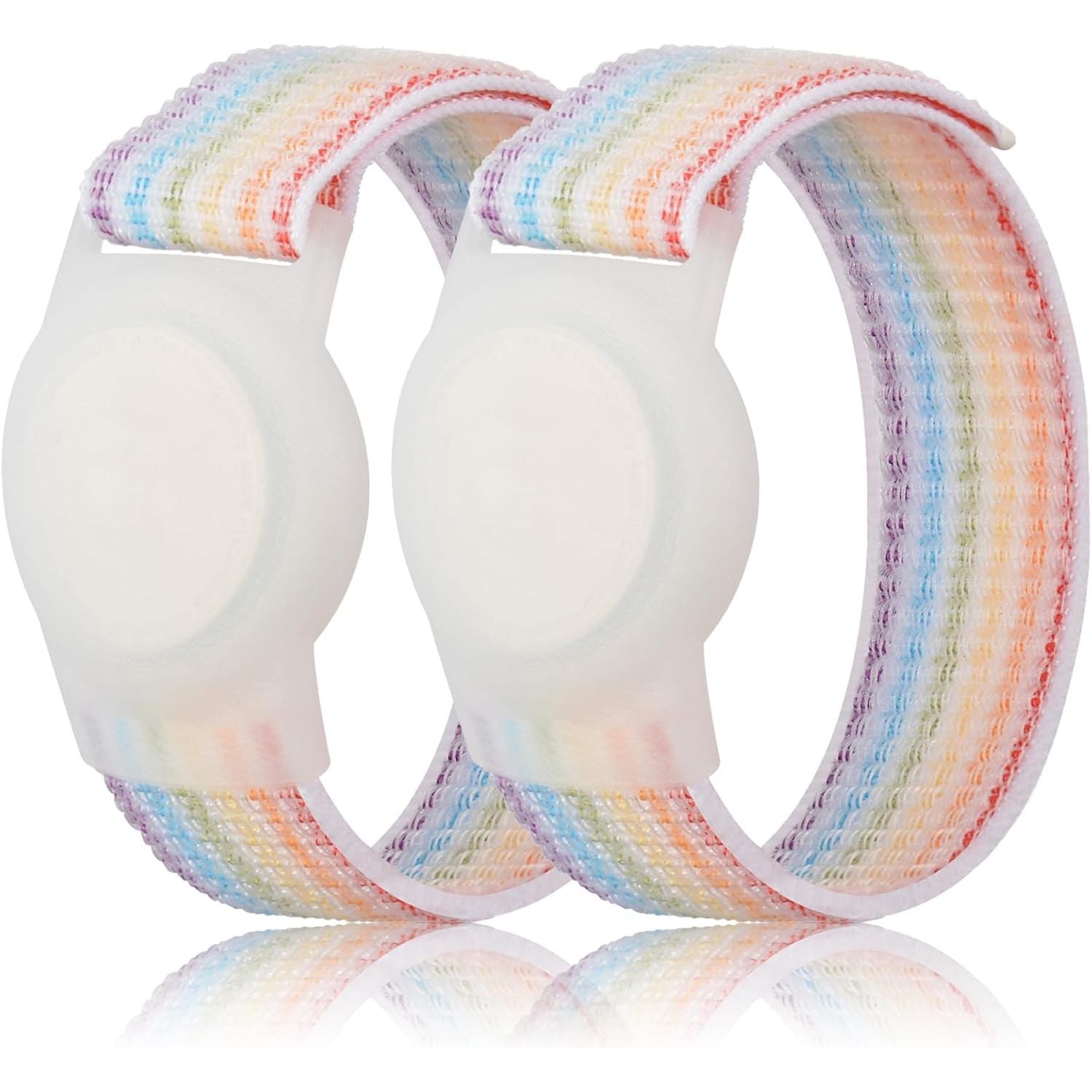 Buy now Kids Wristband Compatible with Apple AirTag, Protective Case for Air Tag GPS Tracker Holder with Nylon Bracelet, Adjustable Anti Lost Watch Band for Toddler Child Elder(Rainbow A) qicai2 at indiglob india