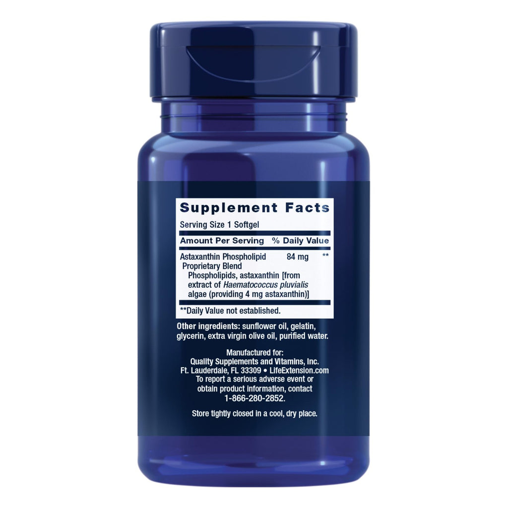 Life Extension Astaxanthin with Phospholipids – Antioxidant Support, Eye Health – Algae-Derived – Gluten-Free, Non-GMO – 30 Softgels | Astaxanthin with Phospholipids, Algae-Derived Antioxidant Support, Gluten-Free & Non-GMO