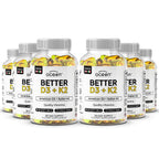 Organics Ocean Better D3 + K2-100% Organic VIT D3 and K2 Supplements with Maximum Bioavailability - Supports Bone Density, Calcium Balance, Immunity & Mood - 3-Pack, 90-Day Supply