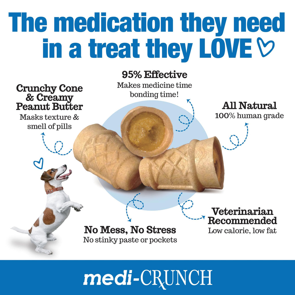 Medi-Crunch Dog Pill Treats for Medication, Peanut Butter, 30 Count