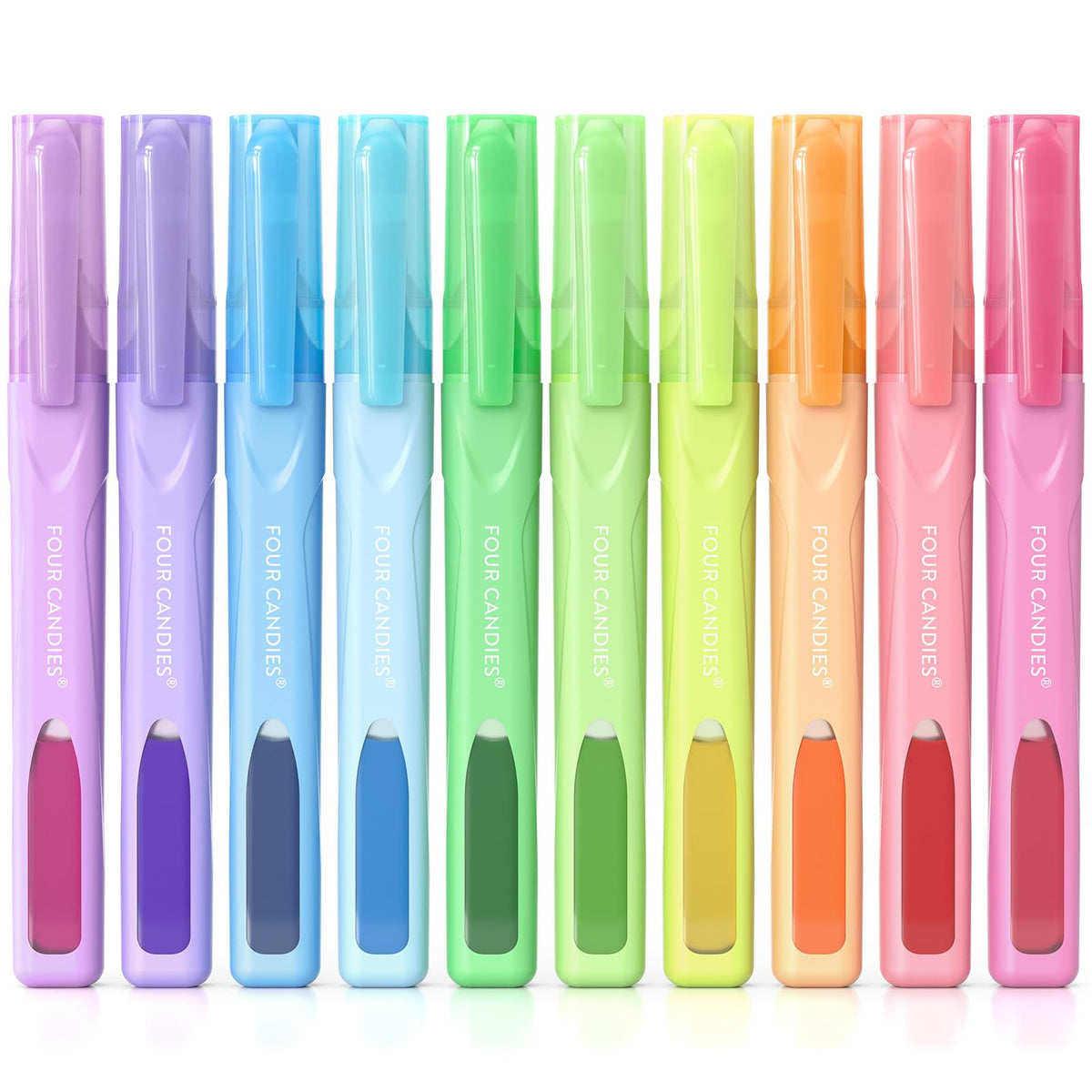 Four Candies Highlighters Assorted Colors, Classic Colors, 10 Count