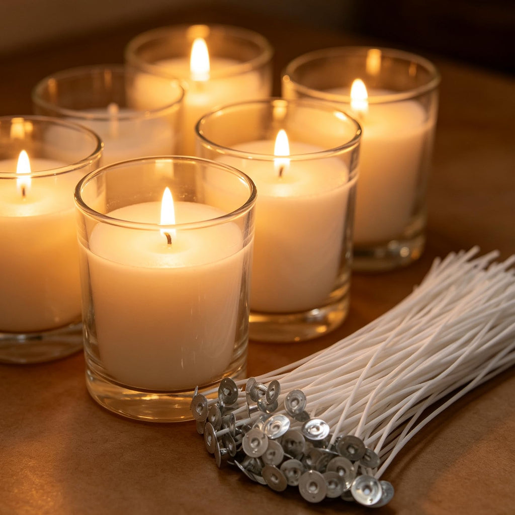 100 Piece Pre-Waxed Cotton Wick, 6 Inch with Tabs for DIY Candle Making