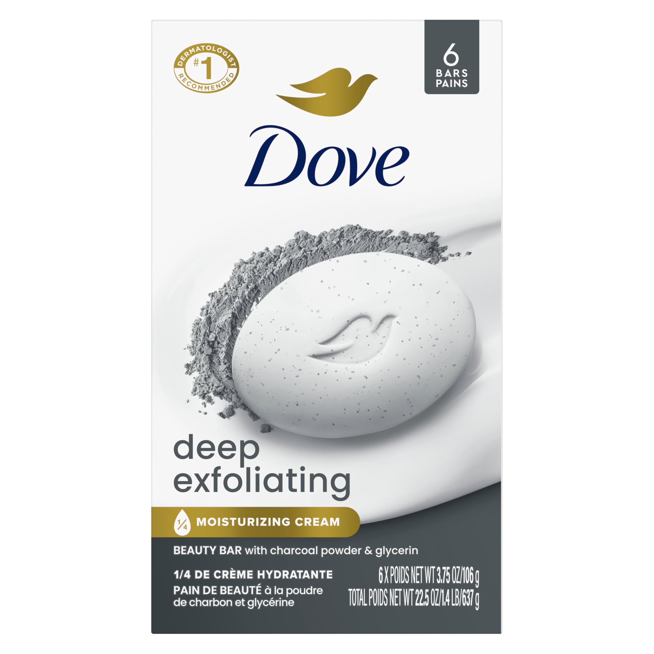 Dove Gentle Exfoliating Beauty Bar Soap , Renewing 8 Count 3.75 oz | For exfoliating care, Helps smooth dull skin, With plant-based cleansers, Sulfate-free