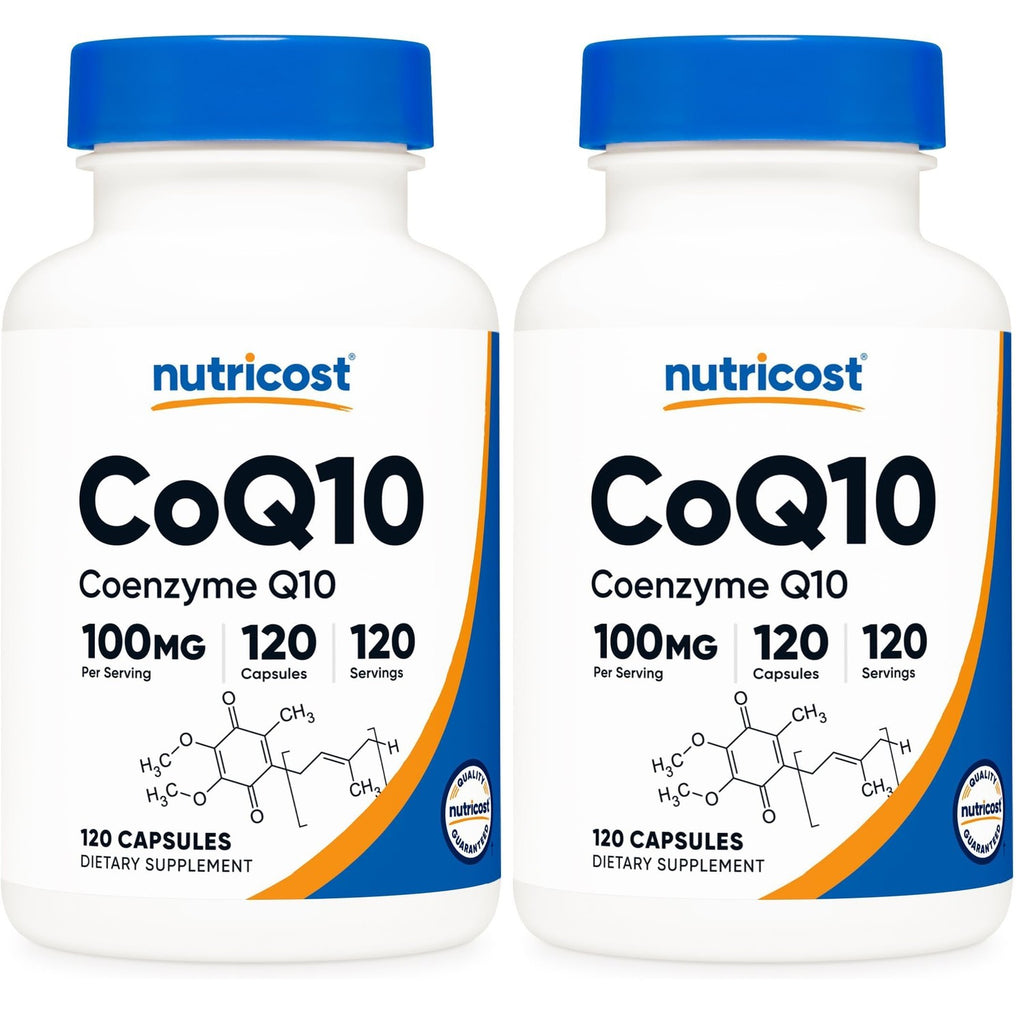 Nutricost CoQ10 100mg, 120 Vegetarian Capsules, 120 Servings, GMO-Free | High Absorption Coenzyme Q10