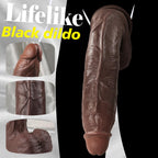 10" Realistic Big Black Dildo, Huge Curved Dildo with Strong Suction Cup