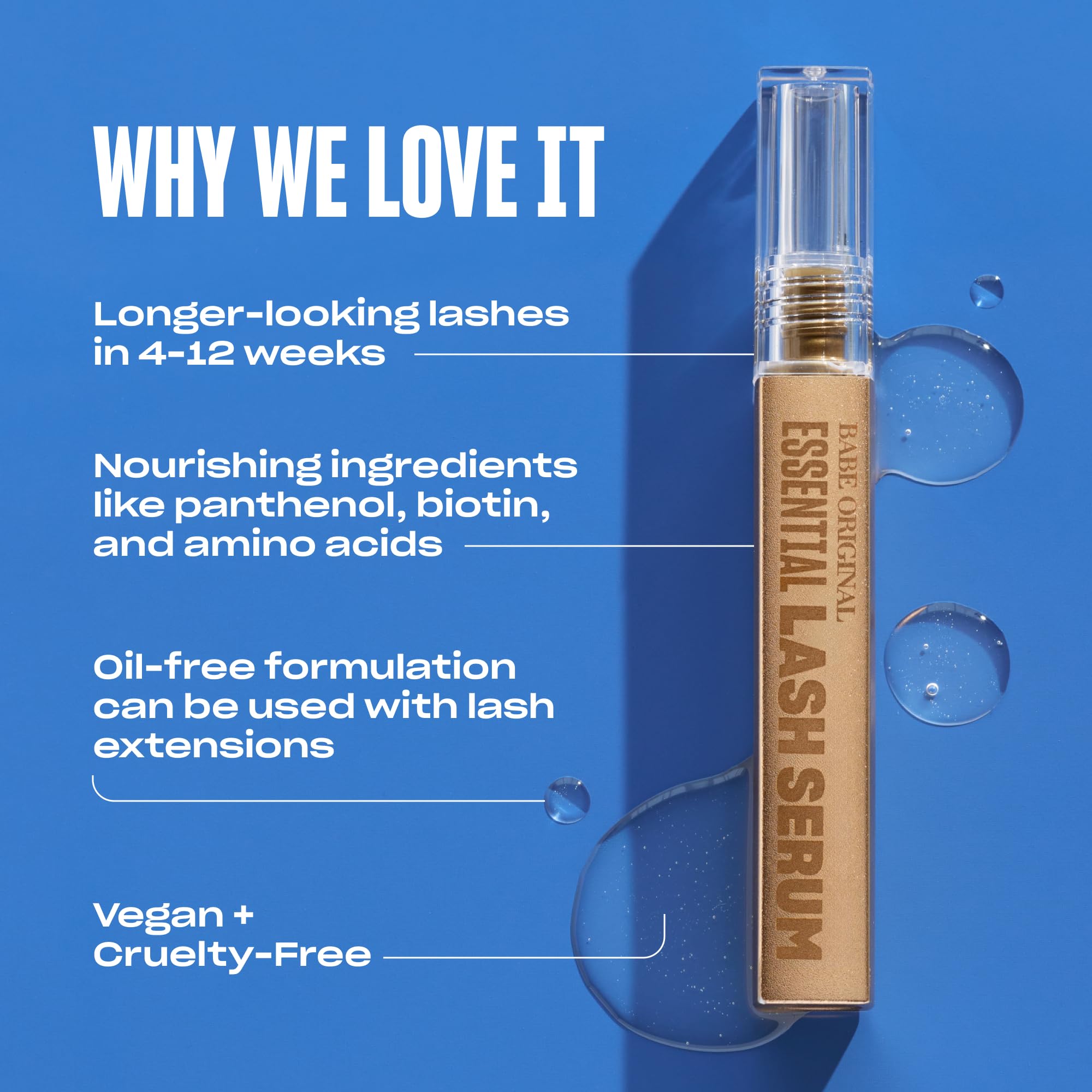 Babe Original Lash Serum - Fuller & Longer Looking Eyelashes, Advanced Lash Enhancing Treatment for Natural Lashes, Extensions & Eyebrows, Vegan & Cruelty-Free