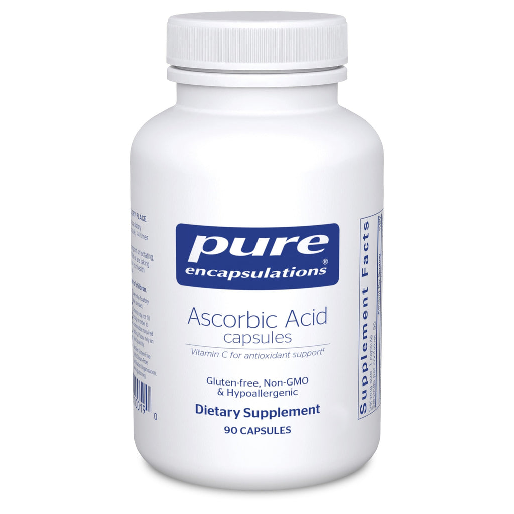 Pure Encapsulations Ascorbic Acid Capsules, 90 Capsules | 1,000 mg Vitamin C, Antioxidant and Immune Support*, High-Potency Vitamin C, Vegan and Non-GMO