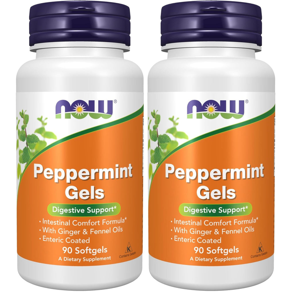 NOW Foods Supplements, Peppermint Gels with Ginger & Fennel Oils, Enteric Coated, Digestive Support*, 90 Softgels