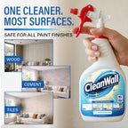 CleanWall Wall, Door & Baseboard Cleaner Spray – 32 oz Multi-Surface Formula Safe for Painted Walls – Made in USA – Family-Friendly – Tackles Everyday Kid Messes like Handprints, Smudges & Crayon