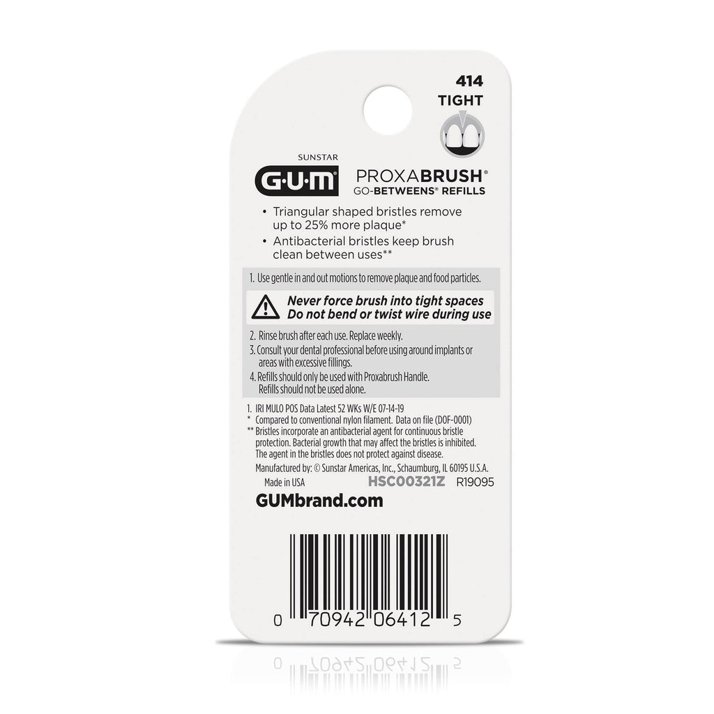GUM Proxabrush Go-Betweens Tight Refills, 8 Count