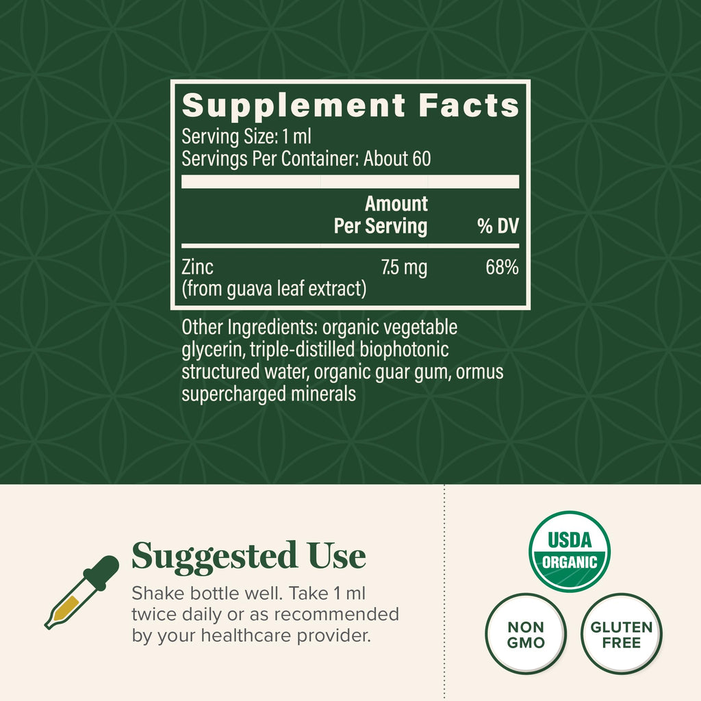 Organic Liquid Zinc Supplements, Liquid Zinc Drops for Immune System(2 Oz)