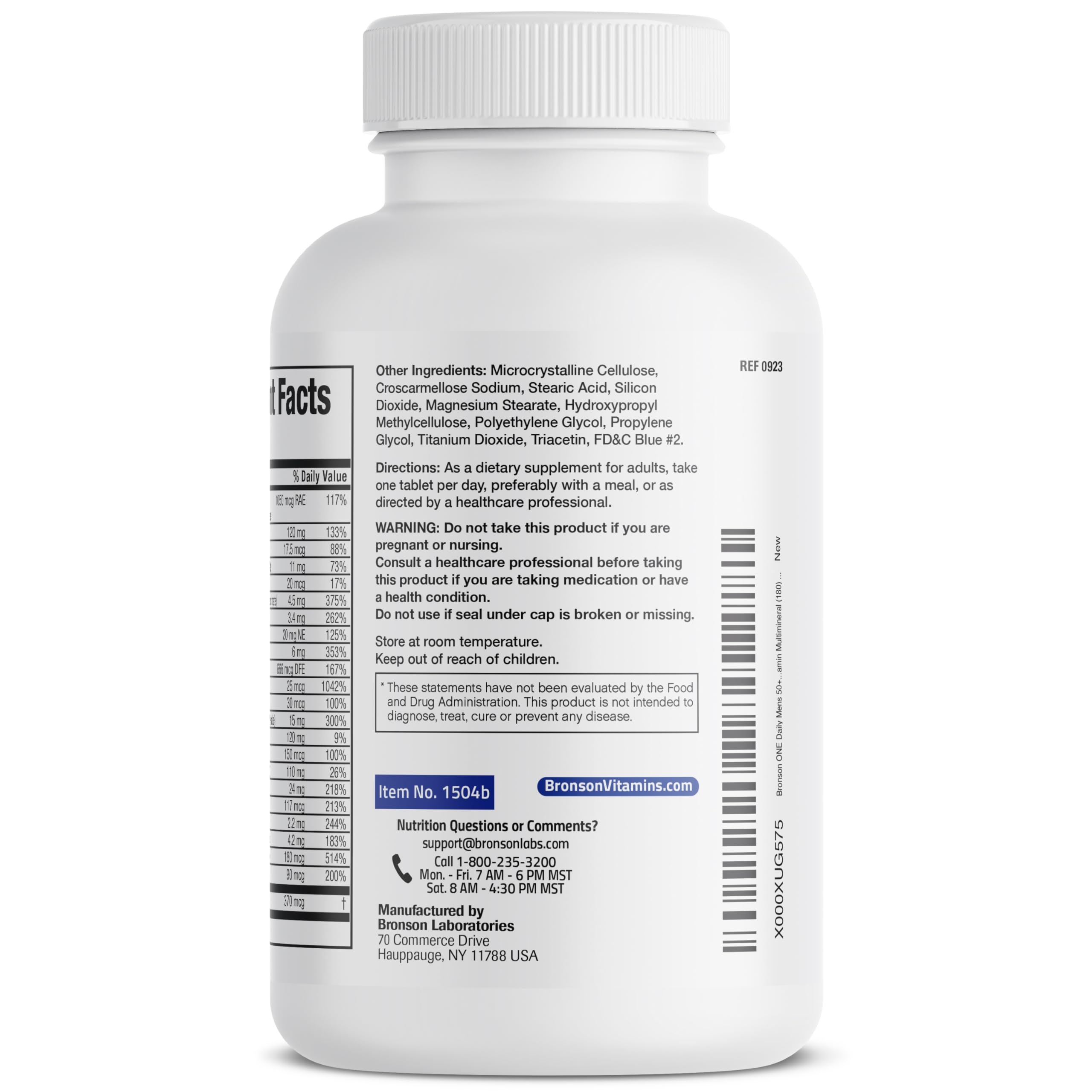 Bronson ONE Daily Mens 50+ Complete Multivitamin Multimineral, 180 Tablets | Once-Daily, Targeted Nutrition For Active Men Over 50, Non-GMO, Gluten-Free, Soy-Free