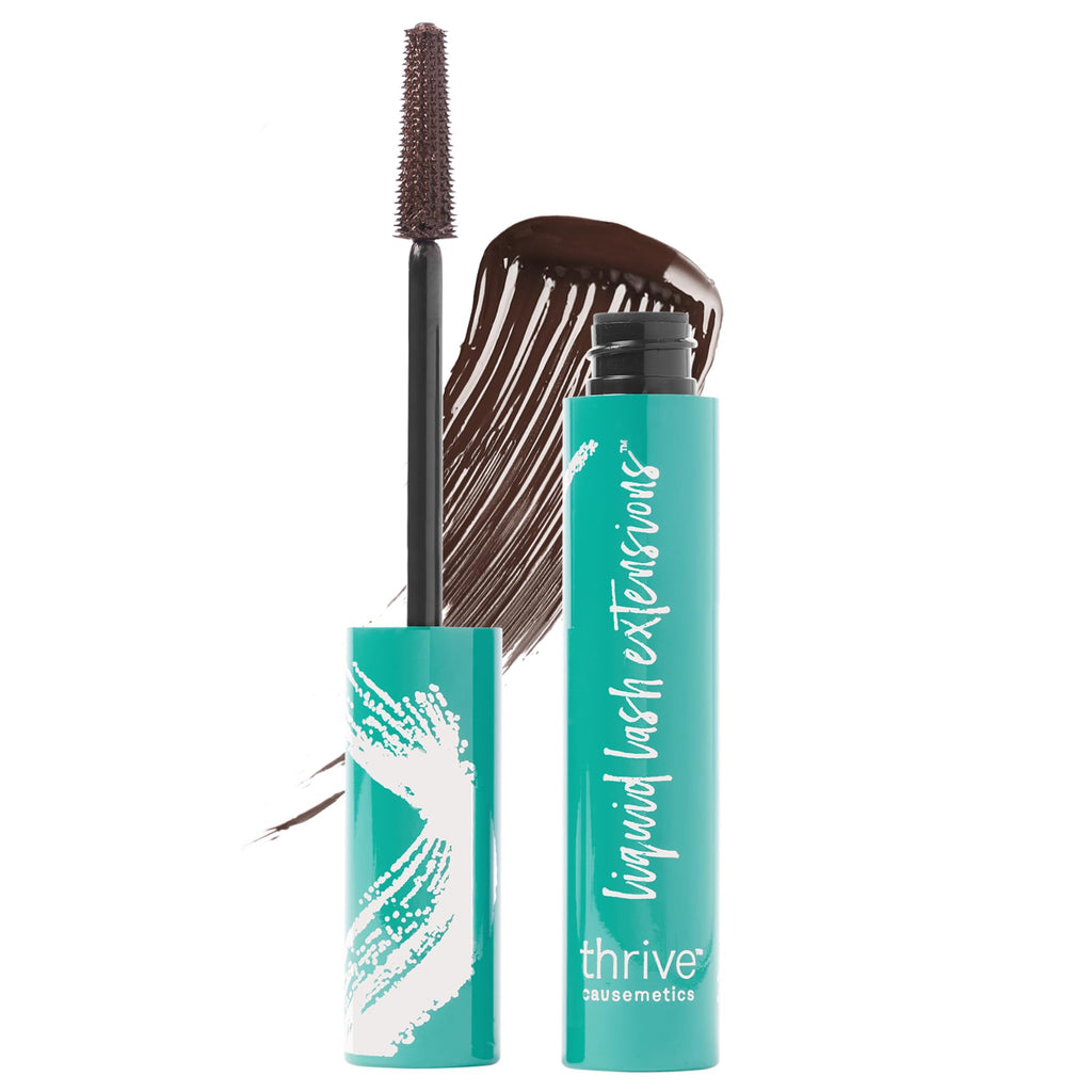 Thrive Causemetics Liquid Lash Extensions Mascara, Brown Black Shade | Tubing Formula Lengthens, Volumizes & Curls, Smudge Proof, Washable, No Clumping or Flaking, Cruelty Free, Crystal Shade