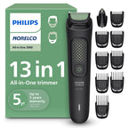 Norelco Philips All-in-One 3000 13-in-1 Trimmer, Face & Hair, Steel Blades | Beard Styler, Nose & Detail Trimmer, Hair Clipper, Self-Sharpening Blades, 8 lengths, 60-Min Runtime, Rinseable, MG3939/50