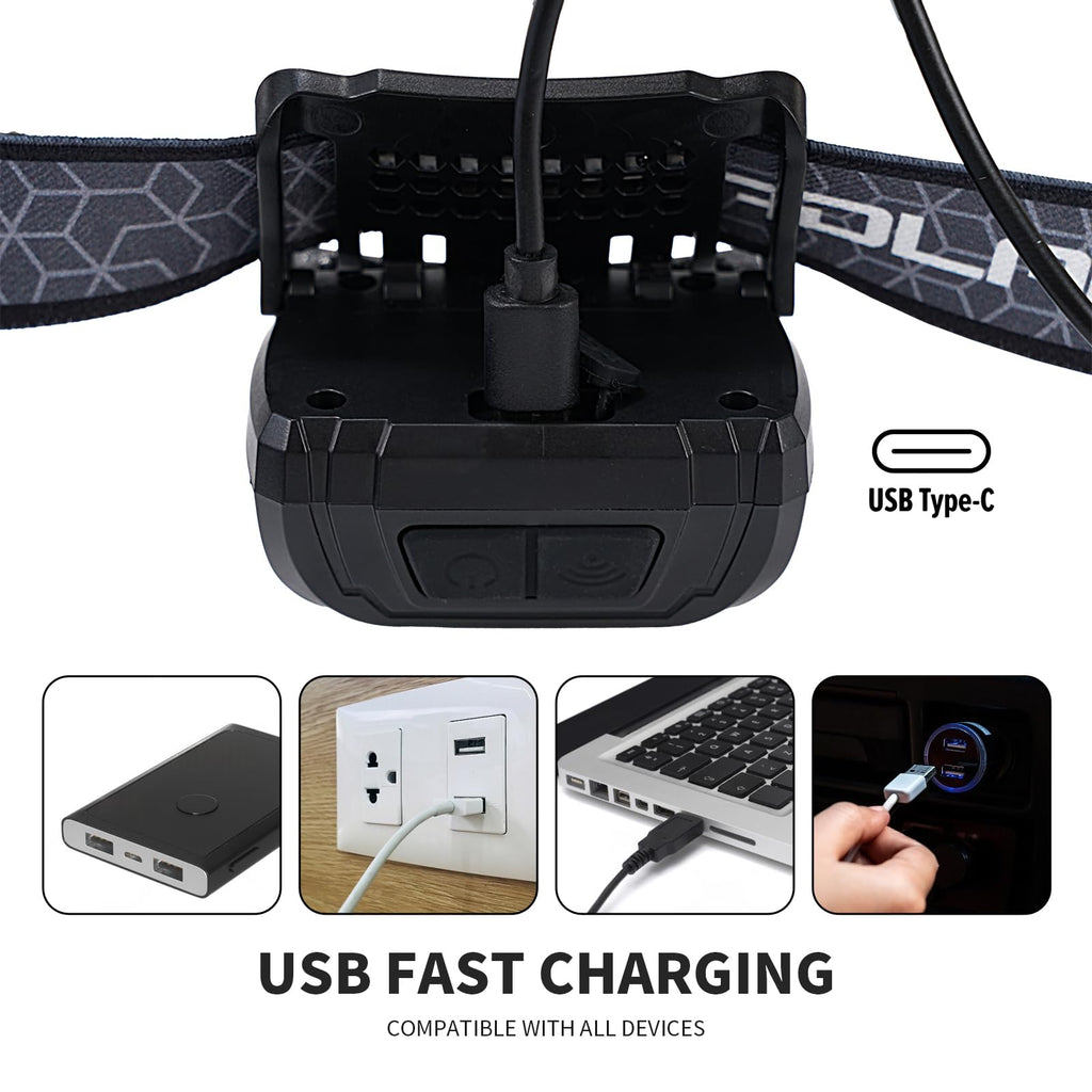 Outdoor Headlamp, USB Rechargeable, 12 Hour Continuous Lighting